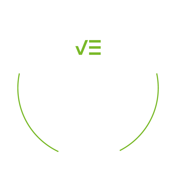 Green checkmark and stacked lines above two curved lines.