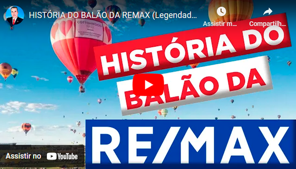 Um vídeo de balões de ar quente voando no céu é intitulado história do balão da remax