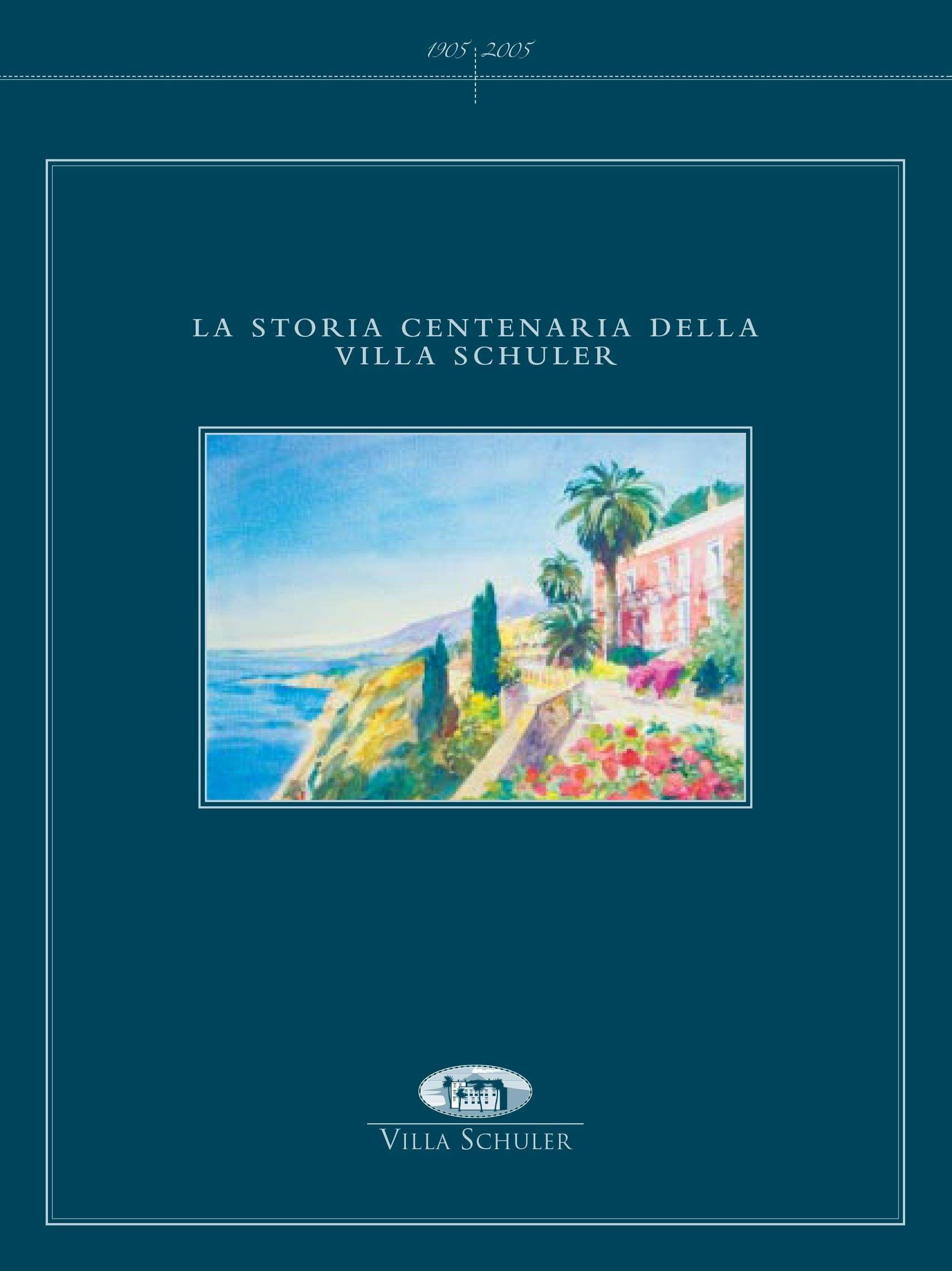 Book cover with a colorful coastal landscape painting and white title text on a teal background