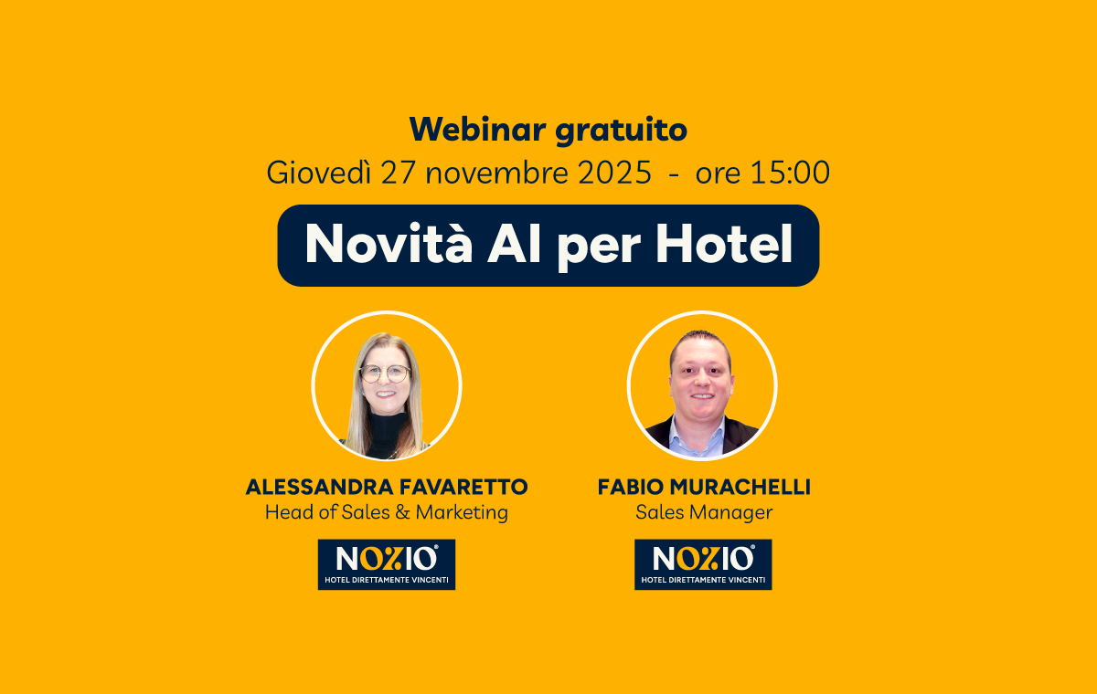 Presentazione del webinar sulle novità AI per hotel organizzato da Nozio: giovedì 27 novembre