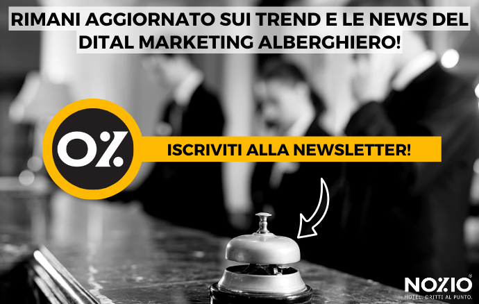 Immagine promozionale: hall dell'hotel, campanello, testo 