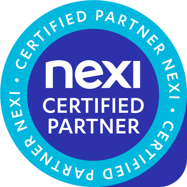 Badge Nexi Certified Partner. Logo circolare blu e bianco con la scritta 