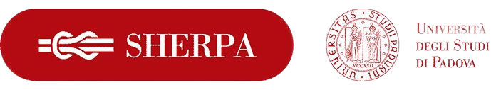 Logo di SHERPA e dell'Università di Padova. Il logo di SHERPA è racchiuso in un rettangolo rosso.