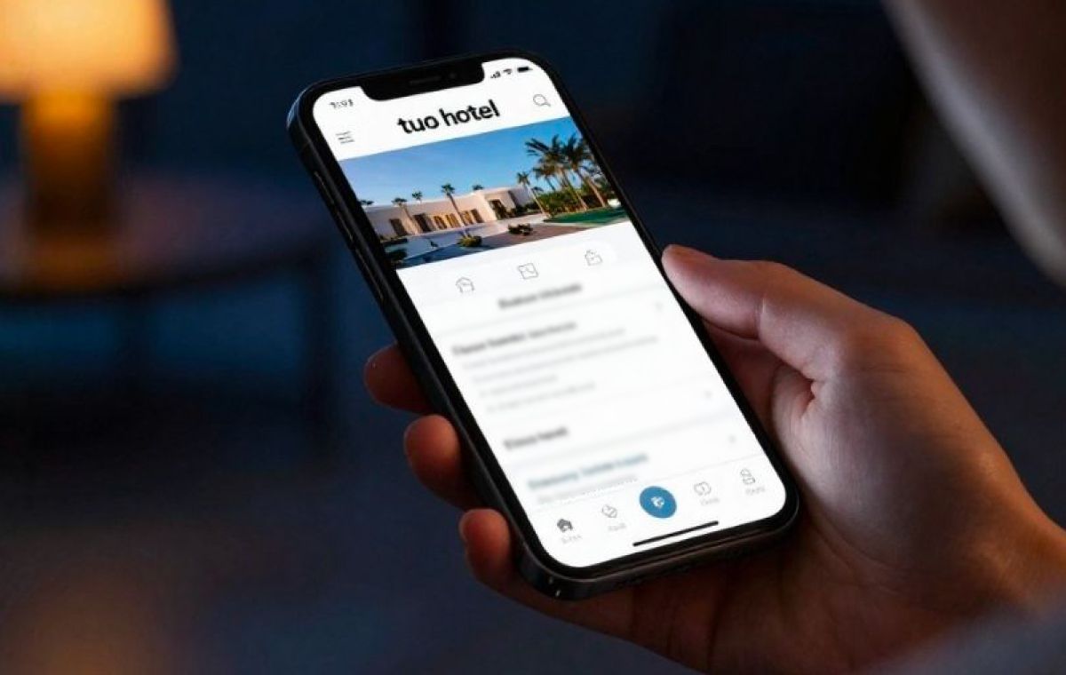 In una stanza scarsamente illuminata, una persona tiene in mano uno smartphone su cui è visualizzata l'app