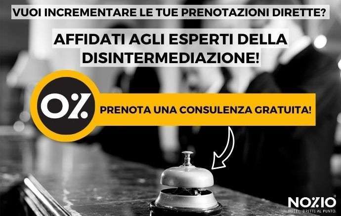 Pubblicità per la prenotazione diretta di un hotel con il testo 