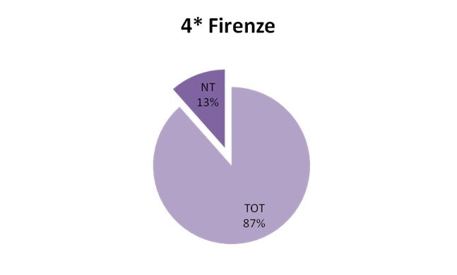 Grafico a torta che mostra il 13% (NT) e l'87% (TOT), indicando i dati per Firenze.