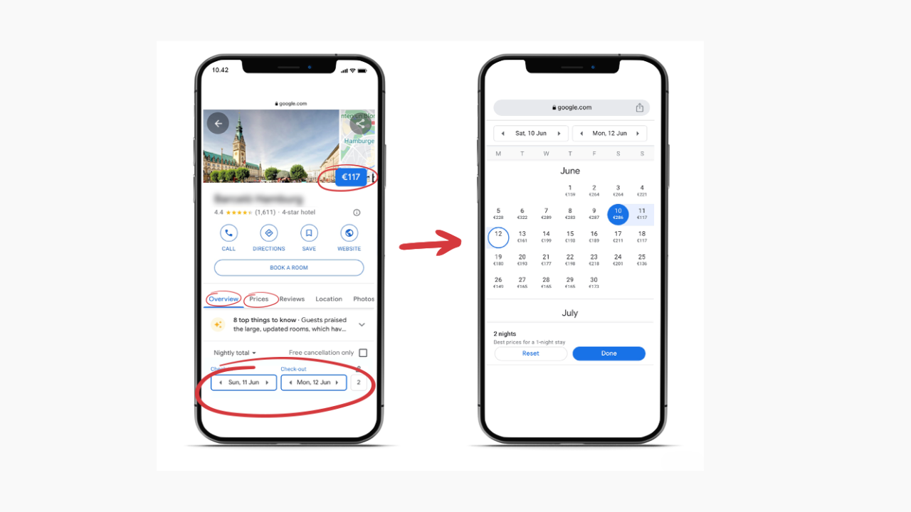 Lo schermo di un telefono cellulare che mostra un elenco di viaggi passa alla visualizzazione del calendario