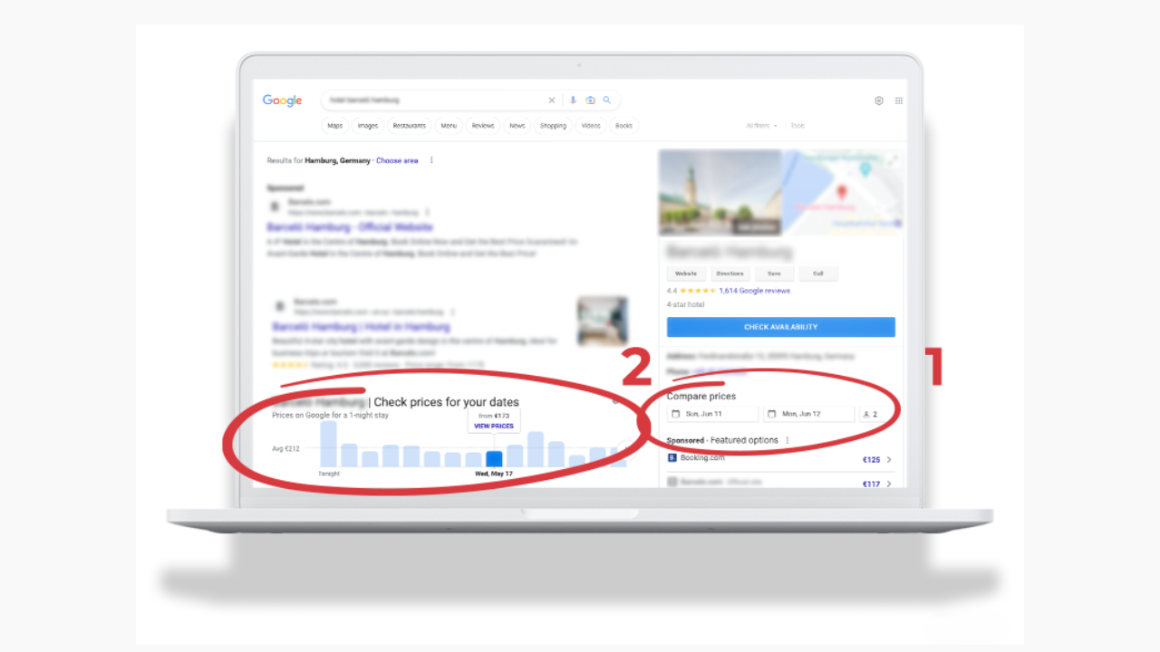Schermo di un laptop che mostra informazioni dettagliate su Google Business Profile