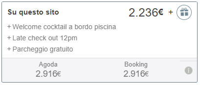 Confronto dei prezzi degli hotel su diversi siti, con offerte.