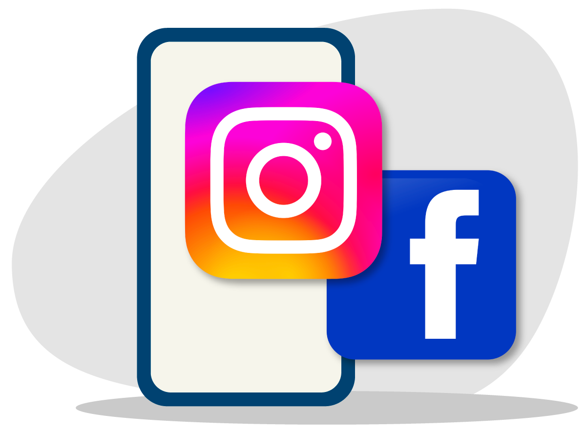 Uno smartphone con i loghi di Instagram e Facebook.