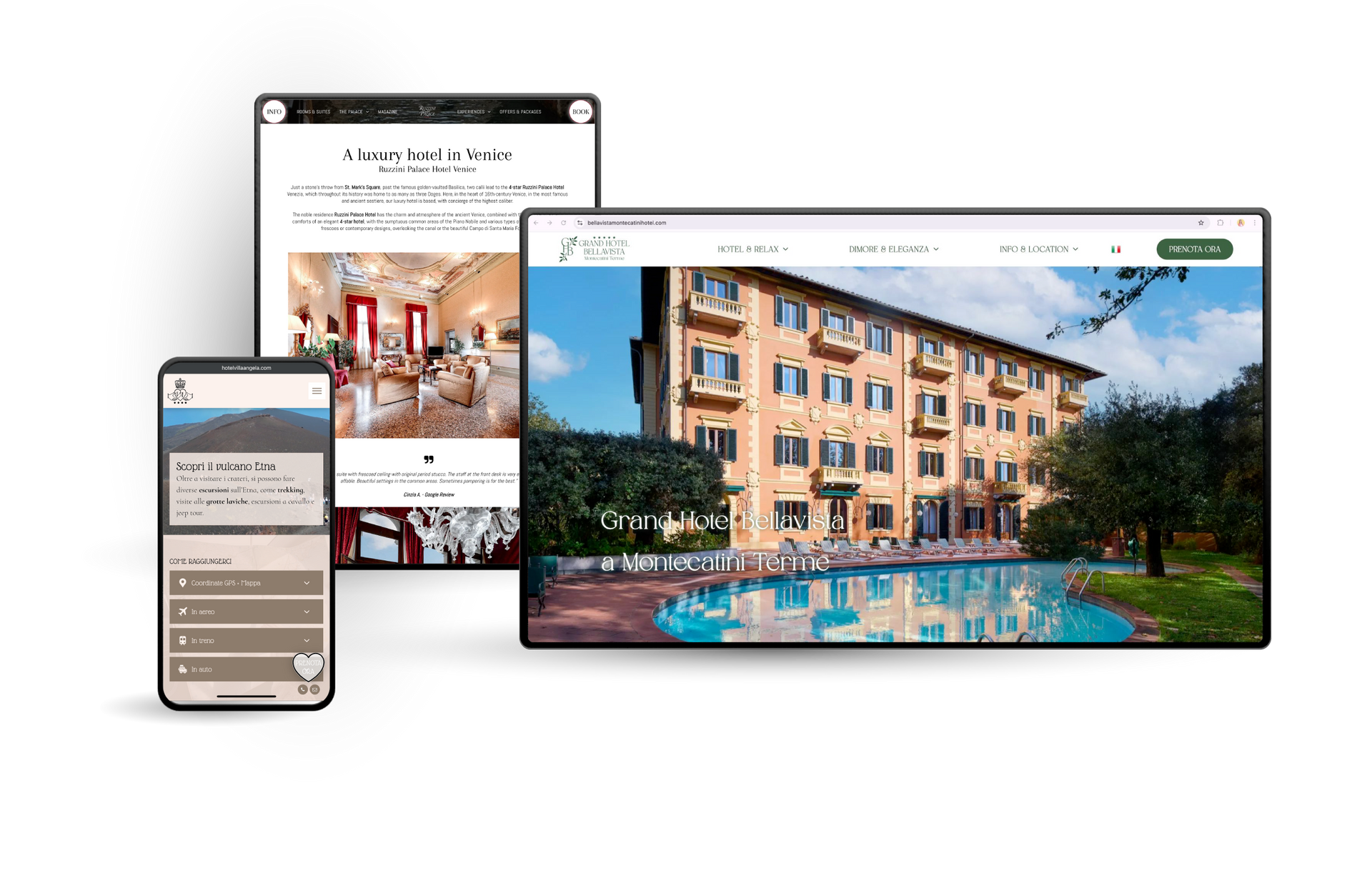 Esempi di siti web per hotel AI Ready realizzati con Nozio Sites