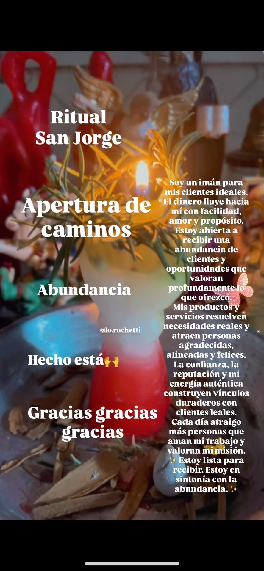 Ritual para San Jorge: Vela con texto sobre apertura de caminos, abundancia y gratitud.