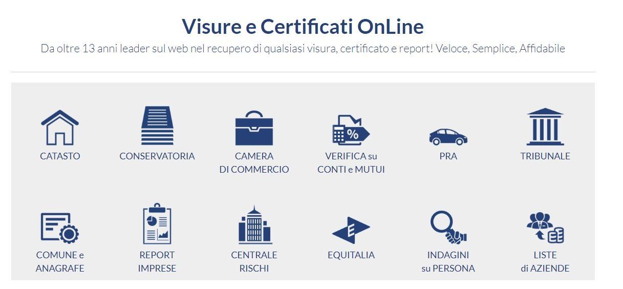 visure e certificati online