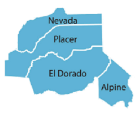 Map of Placer, El Dorado and Alpine Counties