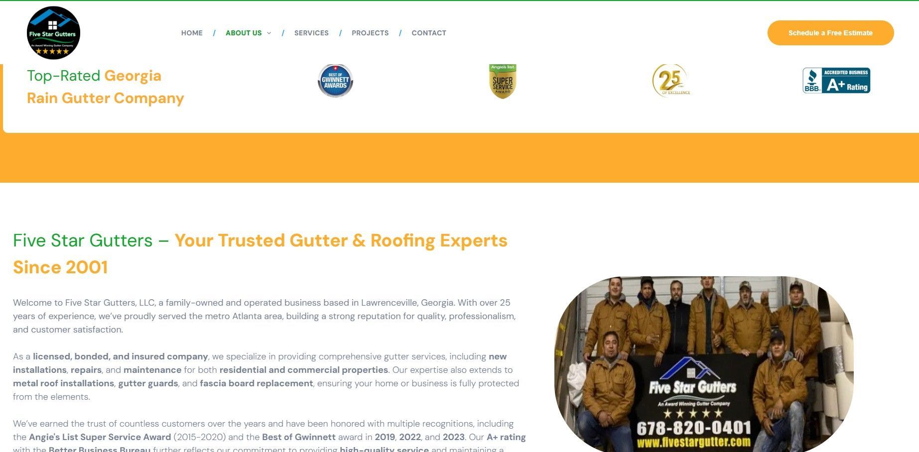 Gutter Website About Five Star Gutters | Trusted Gutter Experts in GA
