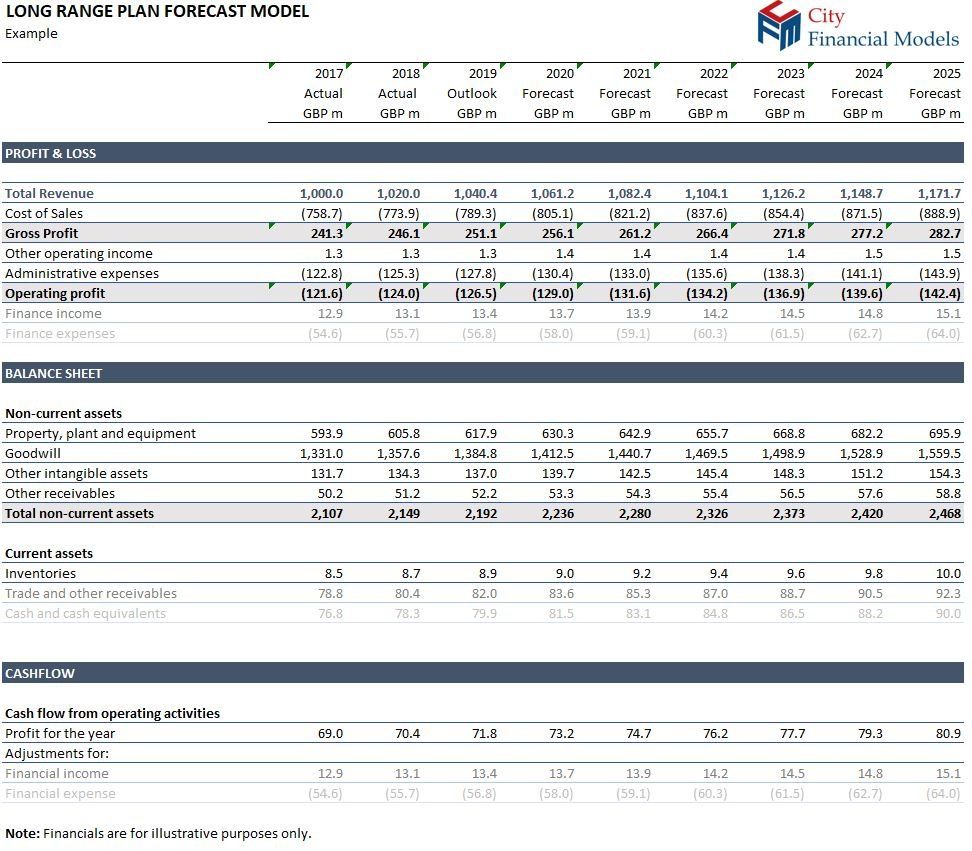 Long Range Plan Financial Model 2 | Financial Modelling | London