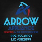 Logo for Arrow Appliance: blue arrow over the word "ARROW", "APPLIANCE", "HEATING & AIR CONDITIONING"