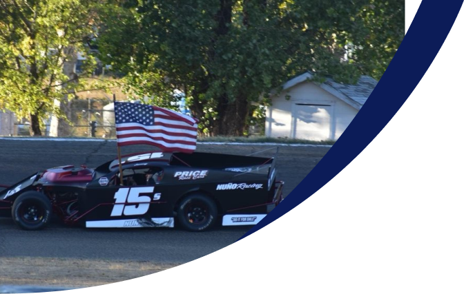 black racing car with american flag | Windsor Truck Auto