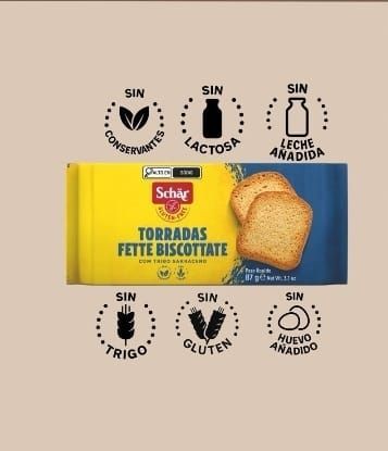 Un paquete de tostadas sin gluten de la marca Schär,