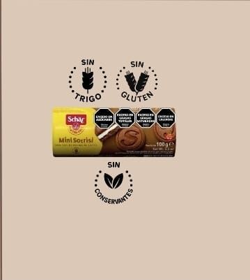Un paquete de galletas Schär Mini Sorrisi con la etiqueta 