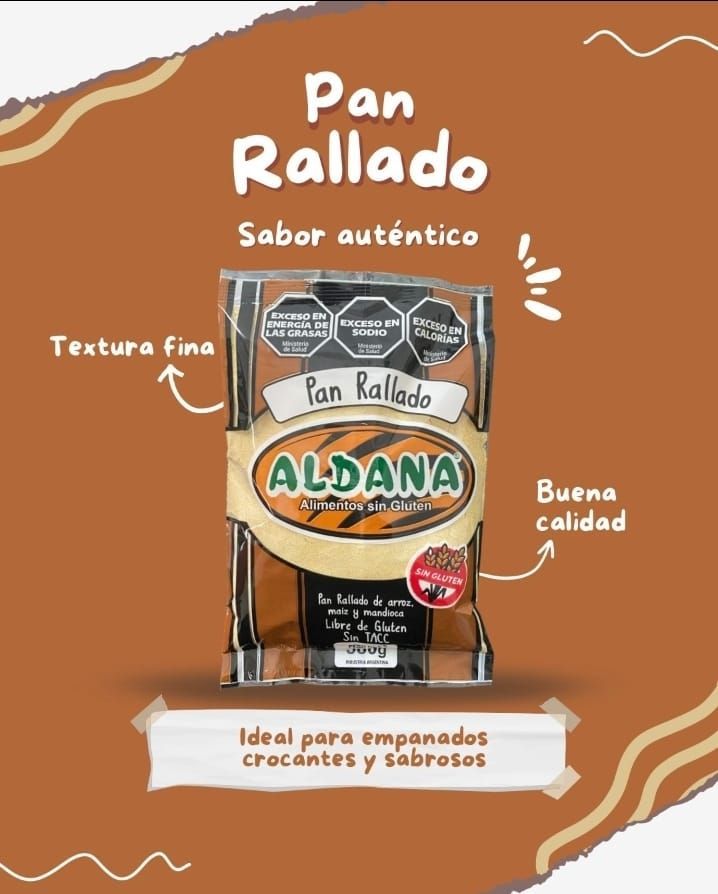 Cartel promocional de la marca de pan rallado Aldana, que mu