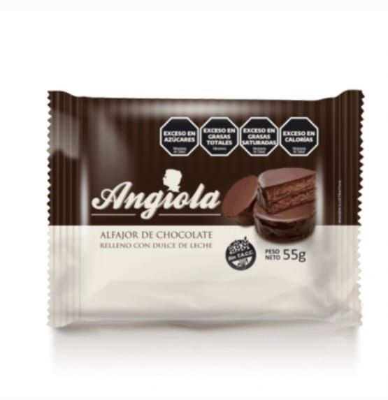 Angiola Alfajor bañado en chocolate Relleno con Dulce de leche