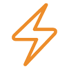 An orange lightning bolt icon on a white background.