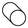 A black and white drawing of a circle on a white background.