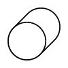 A black and white drawing of a circle on a white background.