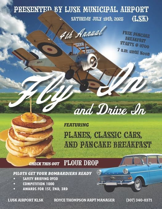 planes, classic cars, pancake breakfast, flour drop Lusk Municipal Airport