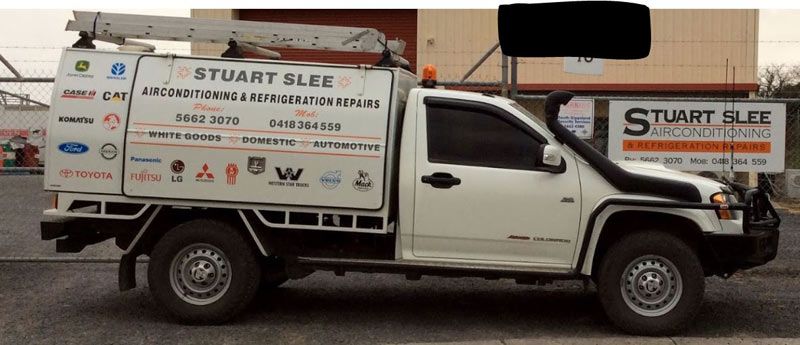 brand logo printed on Stewart Slee Air conditioning  vehicle