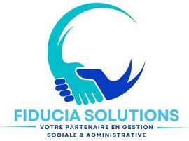 Logo de Fiducia Solutions, présentant une icône stylisée de poignée de main bleue au-dessus du nom
