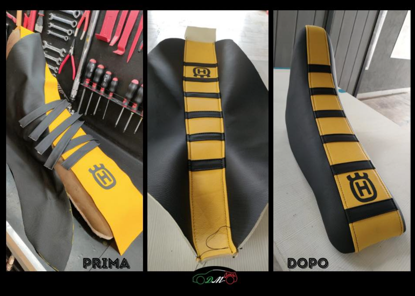 rifacimento tappezzeria sellino in pelle di una moto