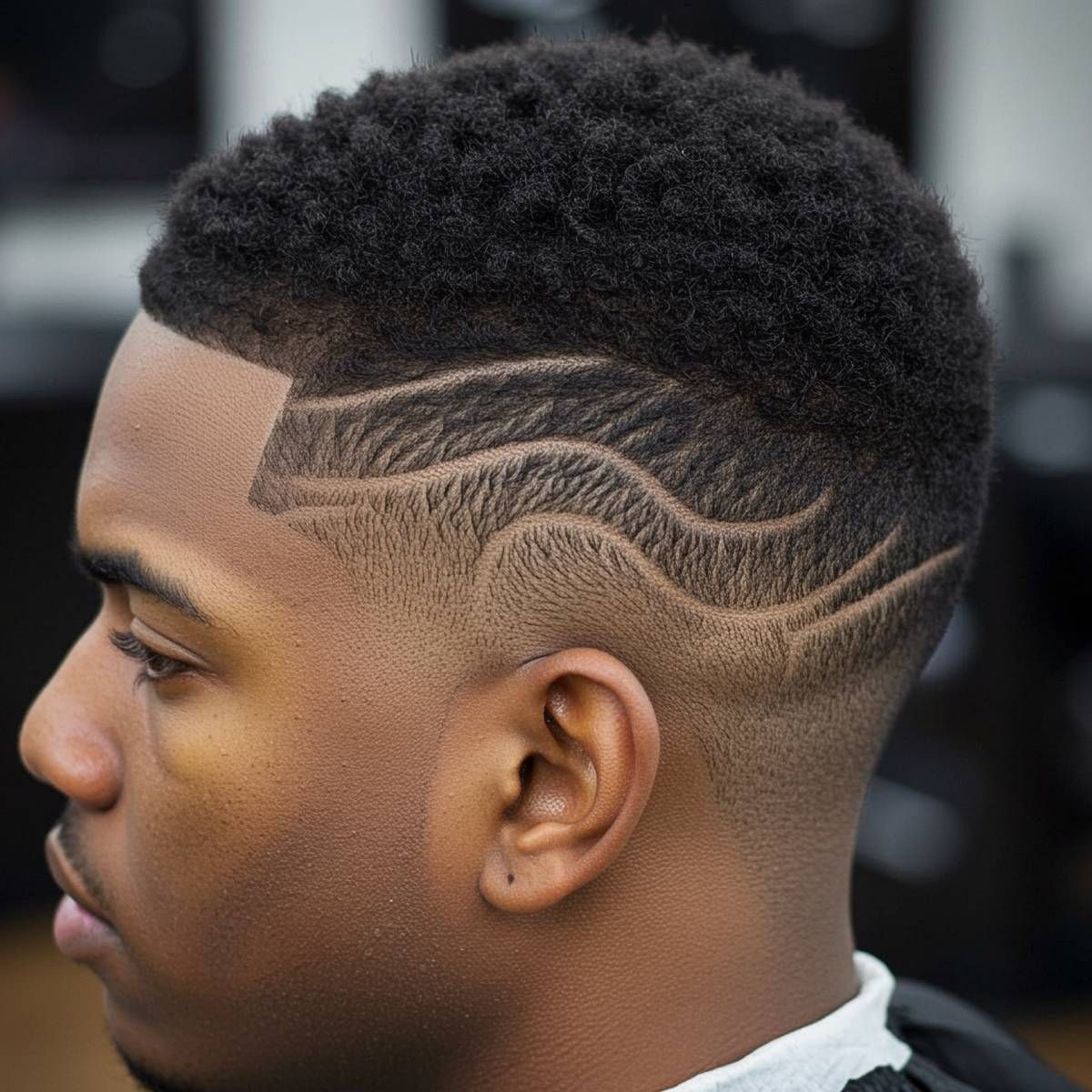 A man with a shaved design in his hair.