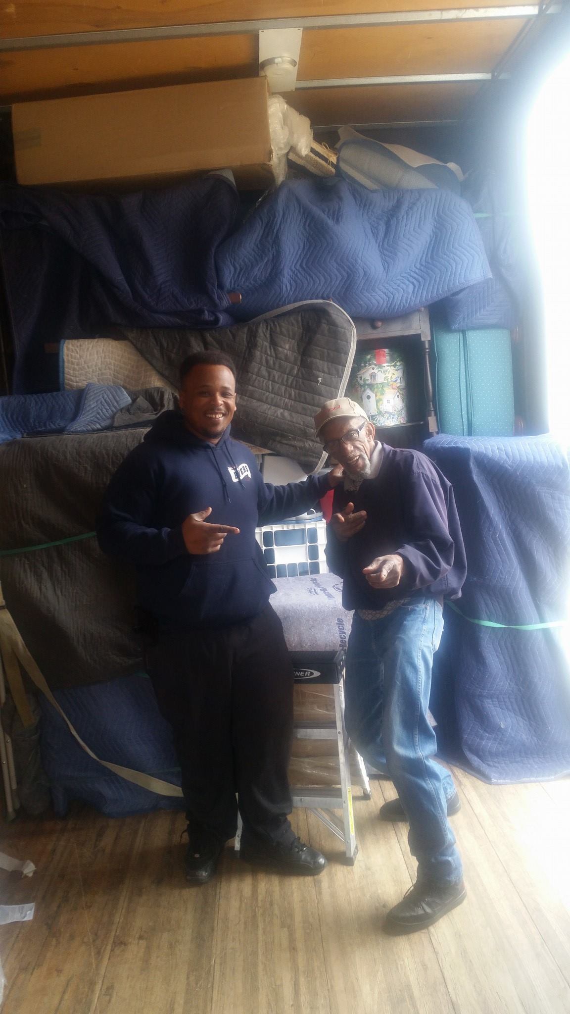 Man and Old Man Inside Truck — Moving Company in Troutman, NC