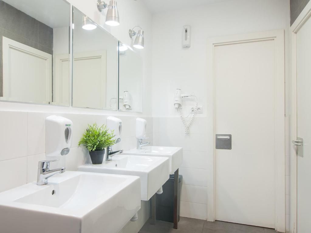 A bathroom with a lot of sinks and mirrors.