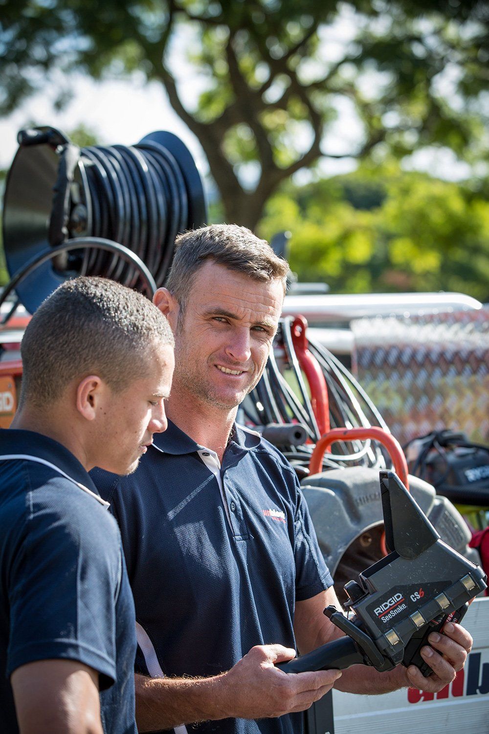 Plumbers Inspecting a Pipe Using a CCTV Device — Unblock Pipe Clearing in Tweed Heads, NSW