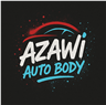 Logo for Azawi Auto Body: red and blue car graphic over white "AZAWI AUTO BODY" on black background.