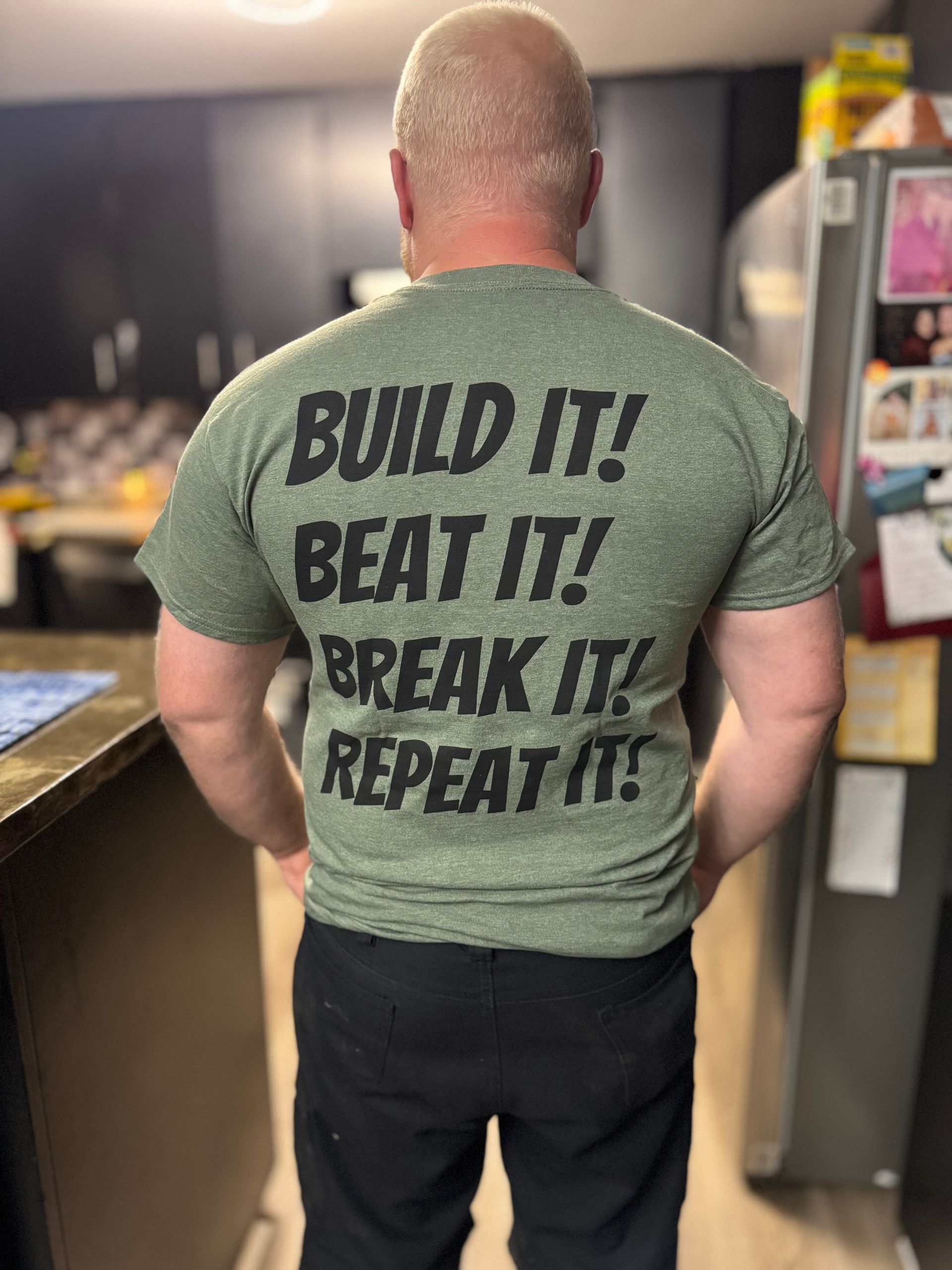 Man in green shirt with