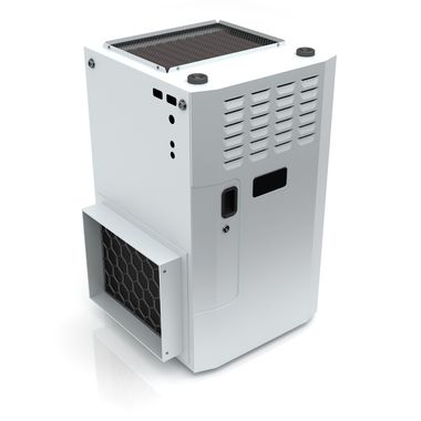 White rectangular gas furnace.