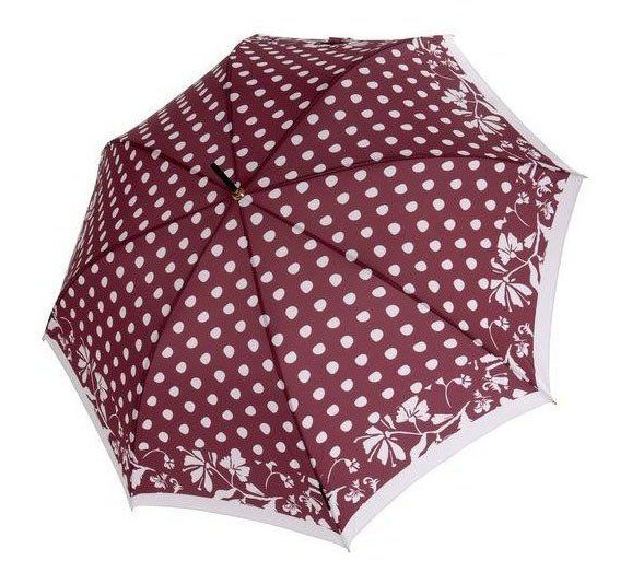 parapluie violet à pois blancs