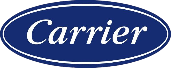 Carrier logo in white text on a blue oval background.
