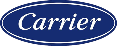 Carrier logo in white text on a blue oval background.