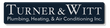 Turner & Witt Plumbing, Heating, & Air Conditioning Inc. logo on a dark blue background. Text in white.