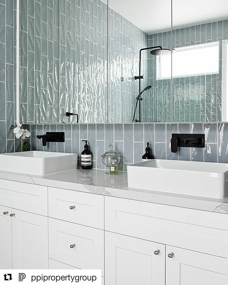 A Bathroom With Two Sinks , A Shower And A Mirror — Southeast Stone Pty Ltd In Caloundra West, QLD