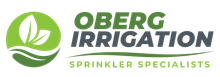A logo for a company called oberg irrigation sprinkler specialists