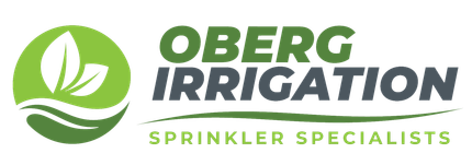 A logo for a company called oberg irrigation sprinkler specialists