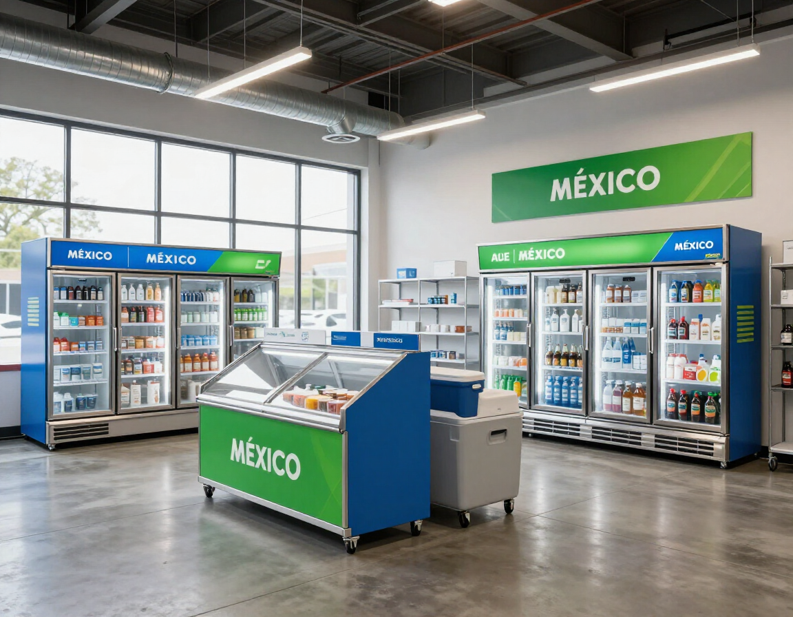 Exhibidor comercial de refrigeración en showroom
