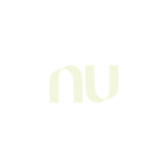 Logotipo "nu" verde claro em um fundo branco.