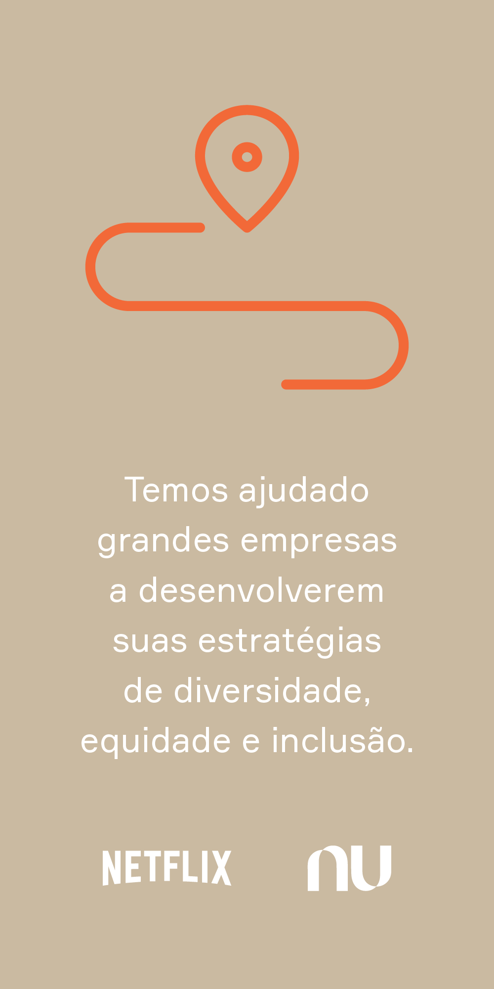 Caminho laranja para um marcador de local. O texto diz: 